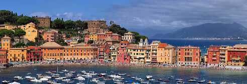 Sestri Levante Sestri Levante - Liguria - Italy - Ligurian Sea - Riviera - Port - Boat - Yacht - Gulf - Colorful - Summer - Beach -...